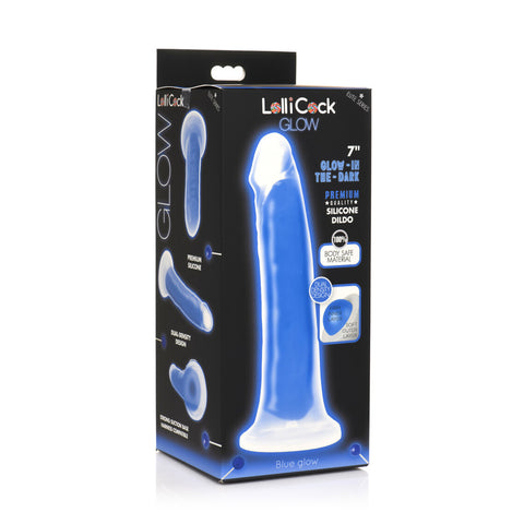 Lollicock 7 inch Glow-In-The-Dark Silicone Dildo Blue