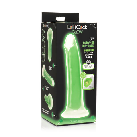 Lollicock 7 inch Glow-In-The-Dark Silicone Dildo Green