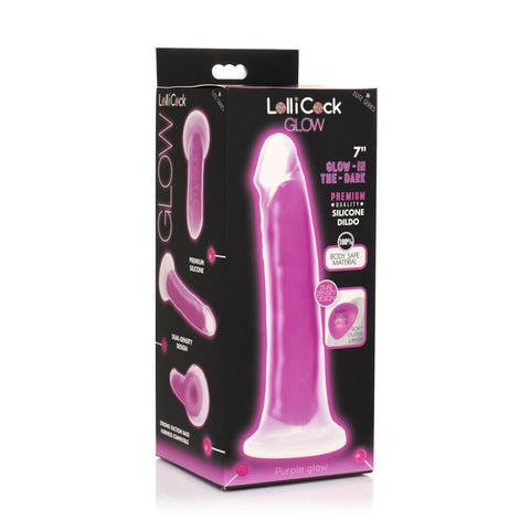 Lollicock 7 inch Glow-In-The-Dark Silicone Dildo Purple