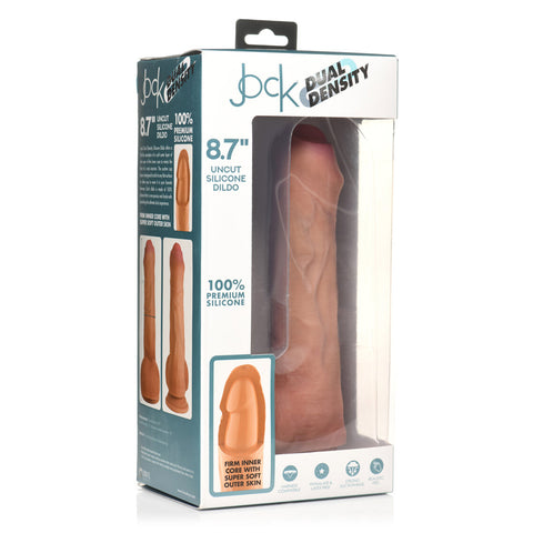 Jock 8.7 Inch Uncut Dual Density Silicone Dildo With Balls Light