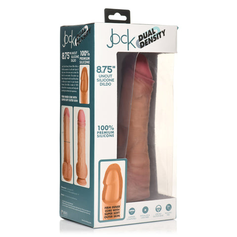 Jock 8.75 Inch Uncut Dual Density Silicone Dildo With Balls Light