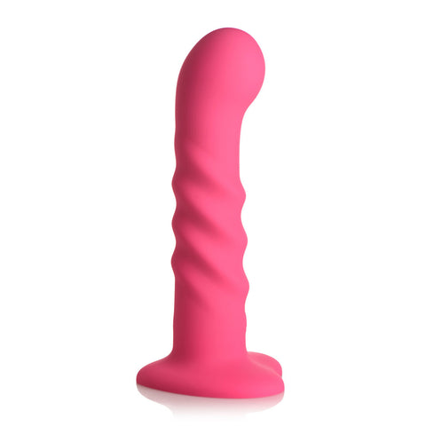 Simply Sweet 21X Vibrating Ribbed Silicone Dildo With Remote Pink