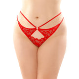 Jasmine Cut-Out Lace Thong Red Queen Size