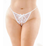 Calla Crotchless Lace Pearl Panty White Queen Size