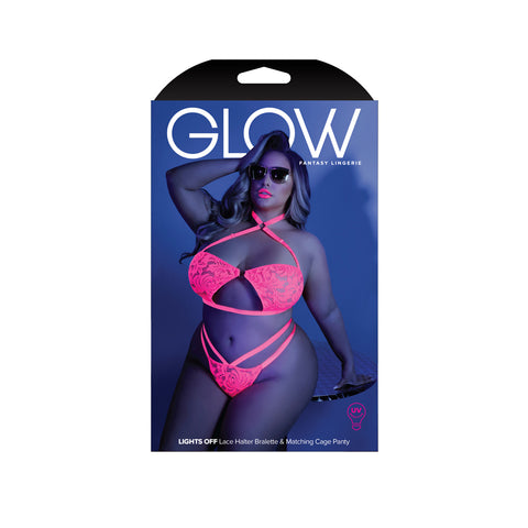 Lights Off Halter Bralette & Cage Panty Queen Size