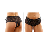 Magnolia Crotchless Boyshort With Lace-Up Panels L/Xl