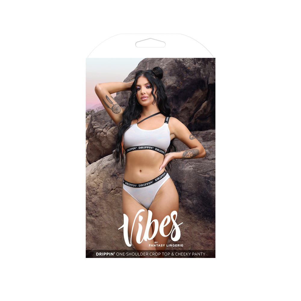 Drippin' One-Shoulder Crop Top & Cheeky Panty S/M