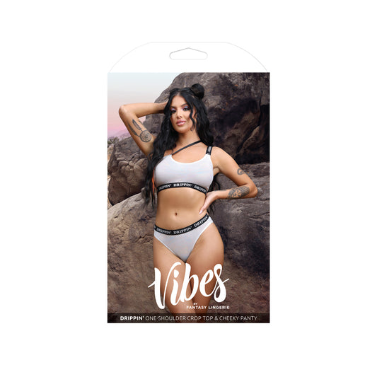 Drippin' One-Shoulder Crop Top & Cheeky Panty S/M