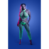 High Voltage High Neck Bodystocking & G-String Queen Size