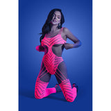 Wavelength Cutout Rhinestone Teddy Bodystocking One Size