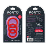 F-61: 3 Piece C-Ring Set 100% Silicone O/S Red