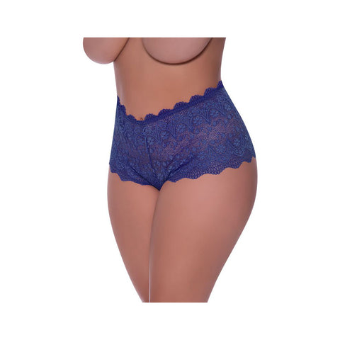 Split Crotch Lace Boy Short Blueberry 2X