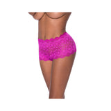 Split Crotch Lace Boy Short Raspberry S/M