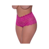 Split Crotch Lace Boy Short Raspberry 2X