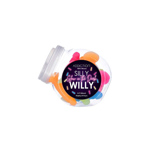 Addiction Silly Willy 3.5 Inch Mini Dongs Glow In The Dark 12Ct Display