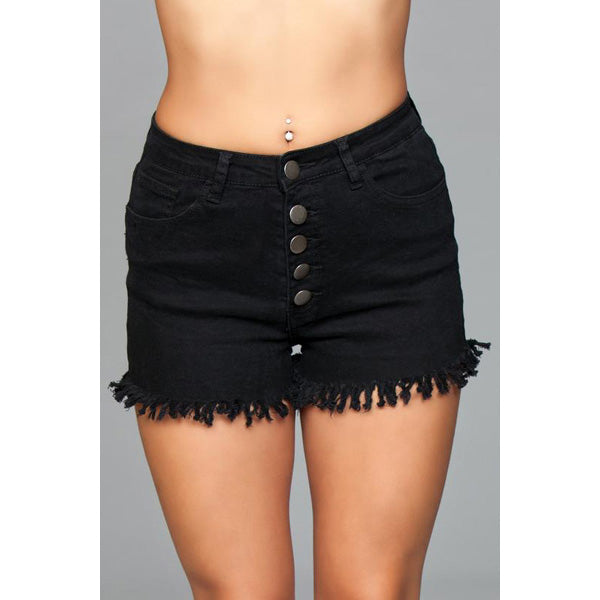 High Waisted Denim Shorts Black Large