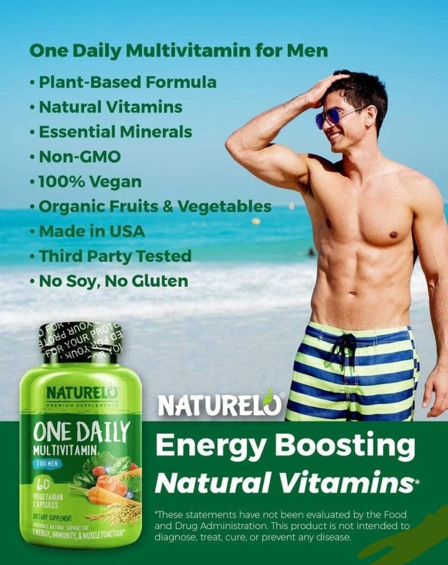 NATURELO One Daily Multivitamin for Men 60 Capsules 2 Month Supply