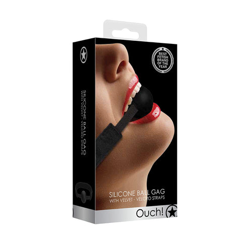 Ouch! Velvet & Velcro Adjustable Silicone Ball Gag