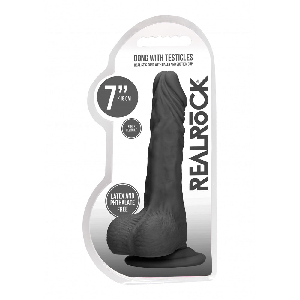 Realrock Dong With Testicles 7 Inch Black