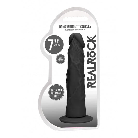 Realrock Dong Without Testicles 7 Inch Black