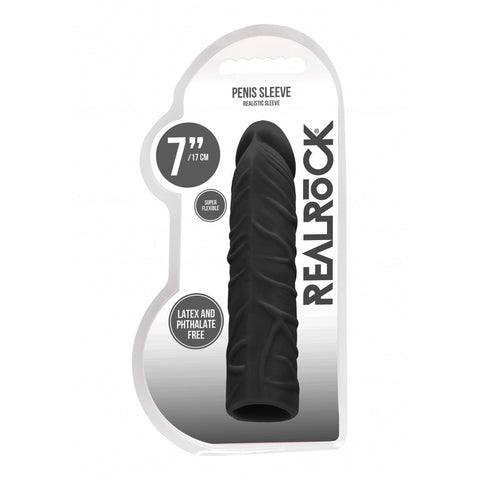 Realrock Penis Sleeve 7 Inch Black
