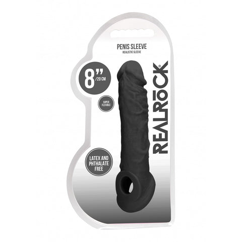 Realrock Penis Sleeve 8 Inch Black