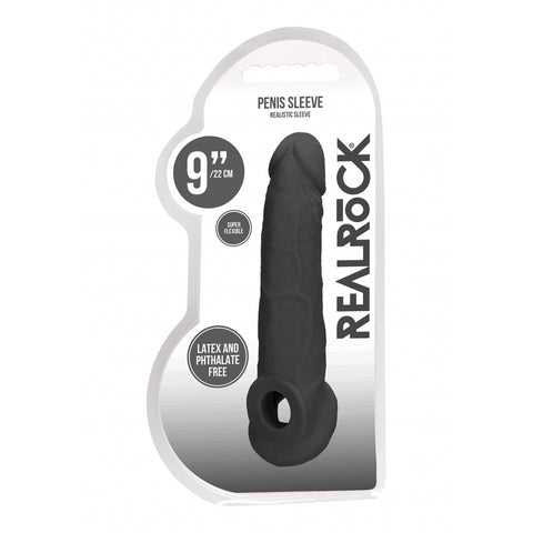 Realrock Penis Sleeve 9 Inch Black