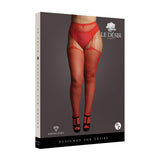 Le Desir Suspender Rhinestone Pantyhose Red Queen Size