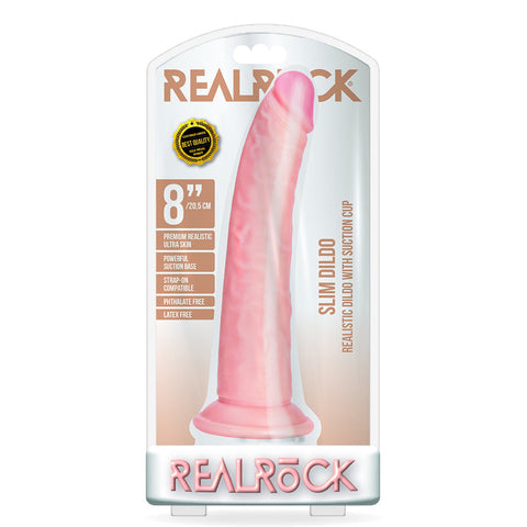 Slim Realistic Dildo Without Balls With Suction Cup 8 inch Flesh