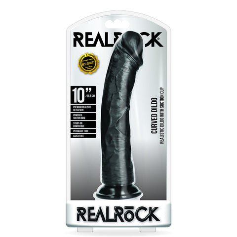 Curved Realistic Dildo Without Balls With Suction Cup 10 inch Black