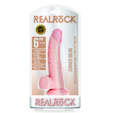 Curved Realistic Dildo With Balls And Suction Cup 6 inch Flesh