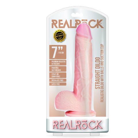 Straight Realistic Dildo With Balls And Suction Cup 7 inch Flesh