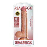 Straight Realistic Dildo With Balls And Suction Cup 10 inch Tan