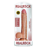 Straight Realistic Dildo With Balls And Suction Cup 11 inch Tan