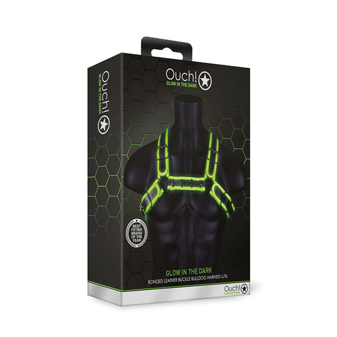 Ouch! Buckle Bulldog Harness Glow In The Dark L/Xl