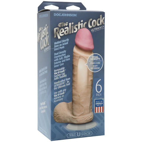 The Realistic Cock - With Removable Vac-U-Lock Suction Cup - ULTRASKYN - 6 Inch - Vanilla