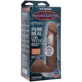 Noches Latinas - ULTRASKYN Pene Real Con Testiculos Base Con Vac-U-Lock Copa De Succion - 8 Inch Caramel