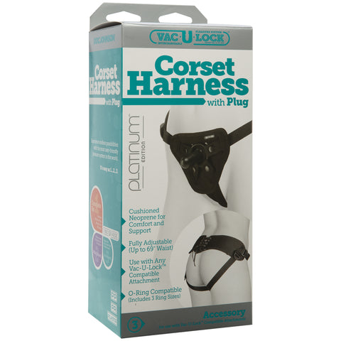 Vac-U-Lock Platinum - Corset Harness - With Plug Black