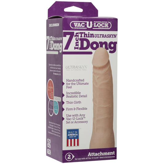 Vac-U-Lock- 7 Inch Thin ULTRASKYN Dong - Vanilla