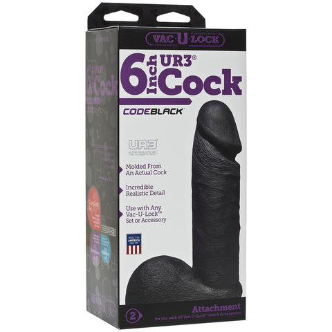 Vac-U-Lock Codeblack 6 Inch Ultraskyn Cock Codeblack