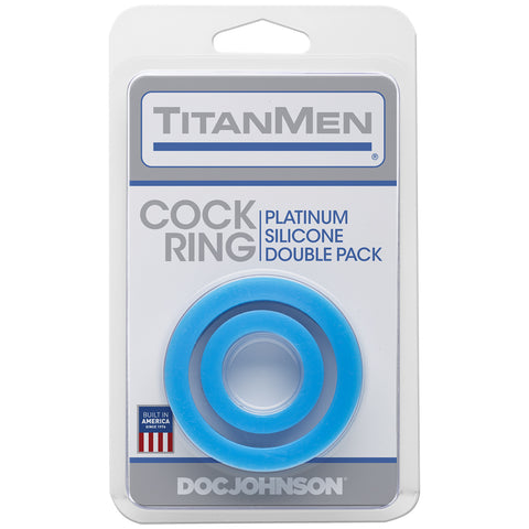 Titanmen Silicone Cock Rings Double Pack Blue