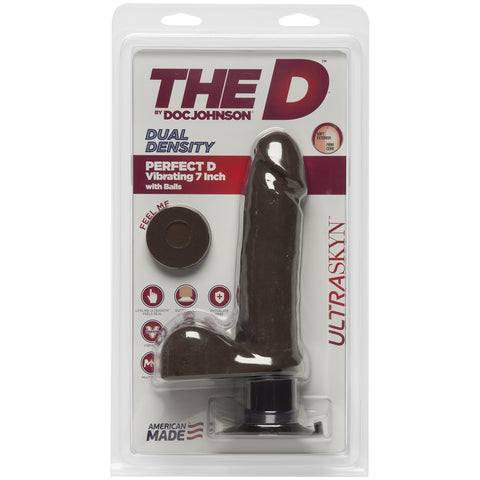 The D Perfect D Vibrating 7 Inch With Balls Ultraskyn Chocolate