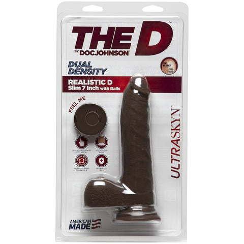 The D Realistic D Slim 7 Inch With Balls Ultraskyn Chocolate