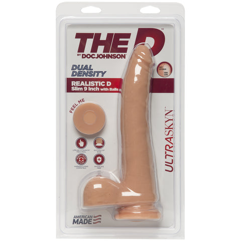 The D Realistic D Slim 9 Inch With Balls Ultraskyn Vanilla