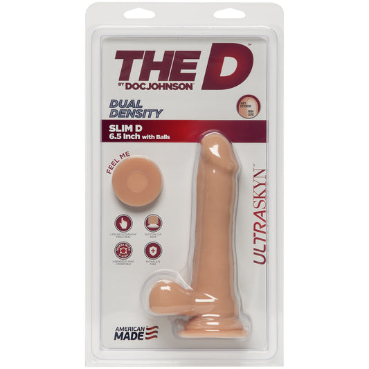 The D Slim D 6.5 Inch With Balls Ultraskyn Vanilla