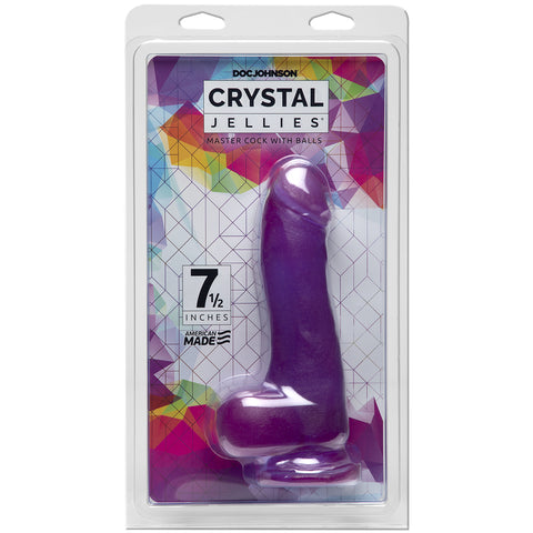 Crystal Jellies Master Cock With Balls 7.5 Inch Purple