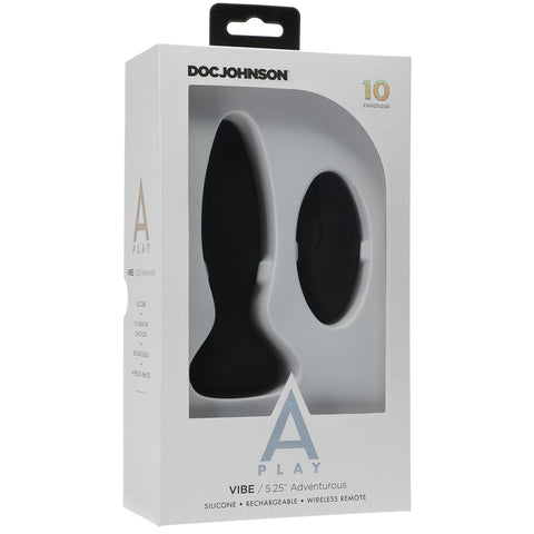 A-Play Vibe Adventurous Rechargeable Silicone Anal Plug With Remote Black