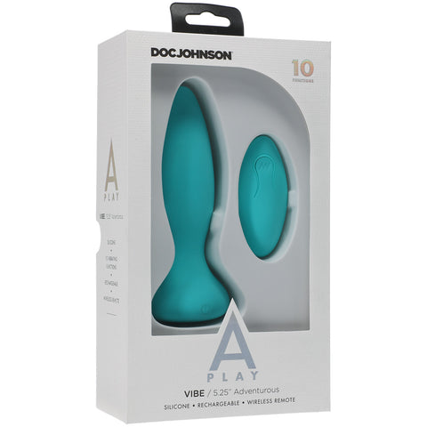 A-Play Vibe Adventurous Rechargeable Silicone Anal Plug With Remote Teal