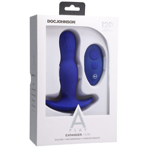 A-Play Expander Rechargeable Silicone Anal Plug With Remote Royal Blue