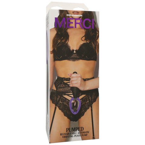 Merci Pumped Rechargeable Automatic Vibrating Pussy Pump Black, Violet